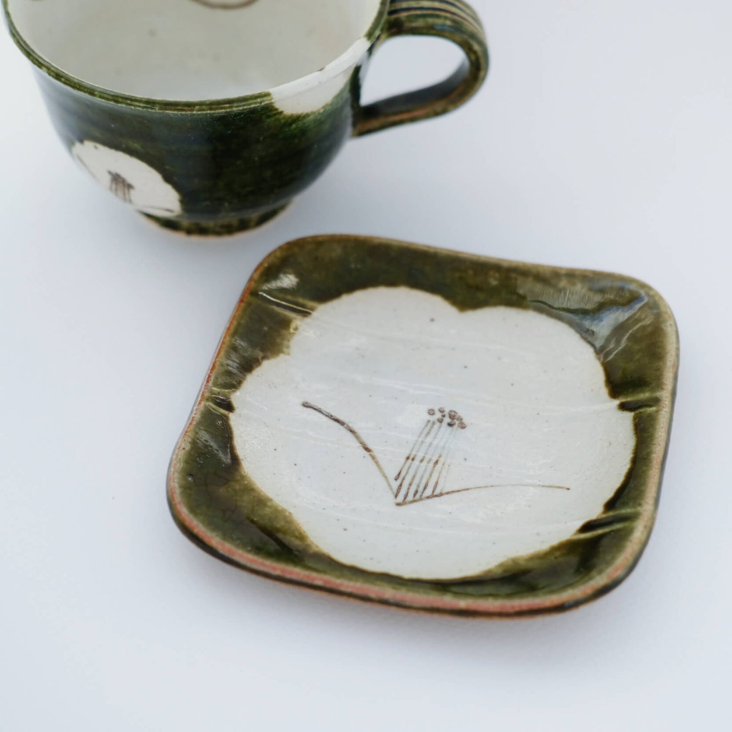 Green Tsubaki Cup and Saucer